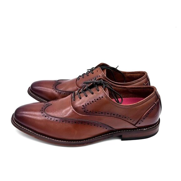 Stacy Adams Men's Macarthur Leather Wingtip Oxford Shoes Color Cognac US 10 M - Picture 3 of 9